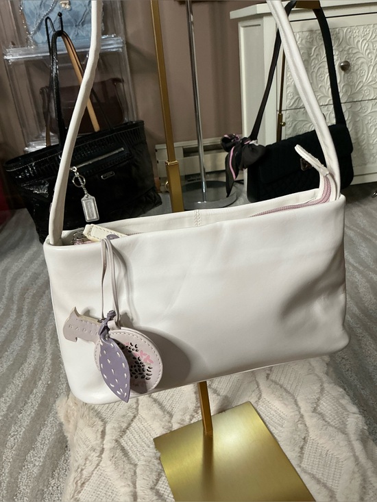 RADLEY LONDON Handbags - Radley London Ivory Soft Leather Shoulder Bag/Scottie Dog Charm/Small Hobo Purse